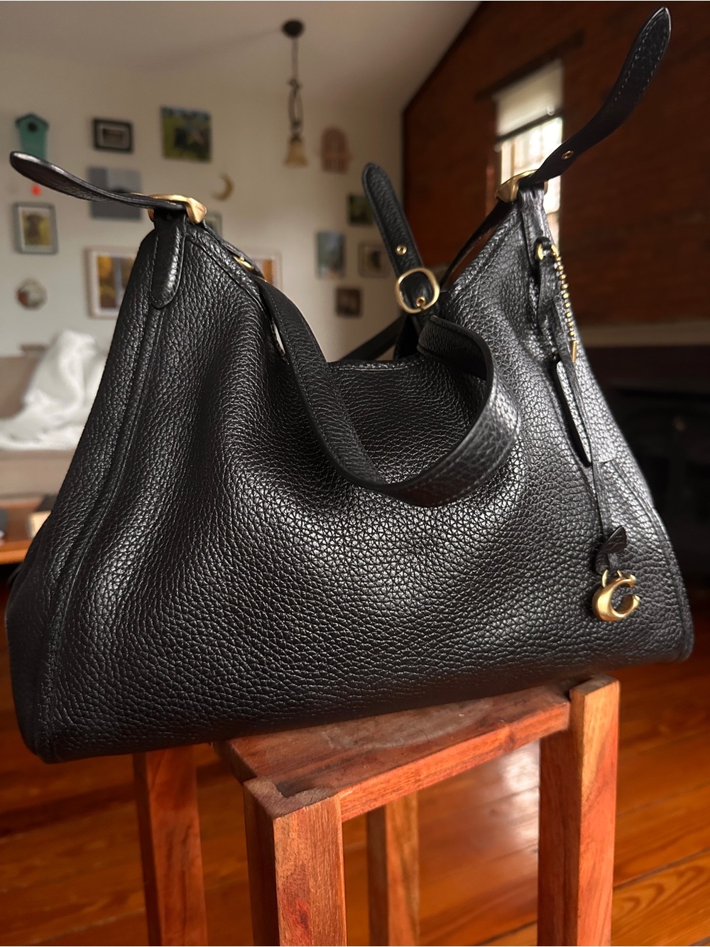 Coach Black Pebbled Lori Shoulder Bag